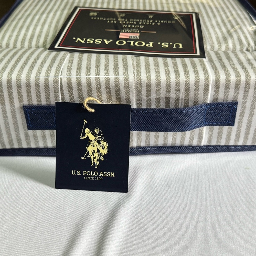NEW U.S.Polo Assn. 6 Piece Queen Sheet Set Double Brushed Soft Classic Stripe - Picture 4 of 5